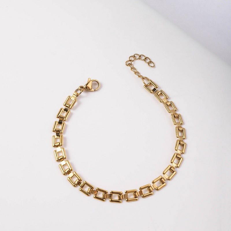 Wholesale Fashion Hollowed Out Square Stainless Steel Niche Design, Light Luxury Personalized Titanium Steel Bracelet