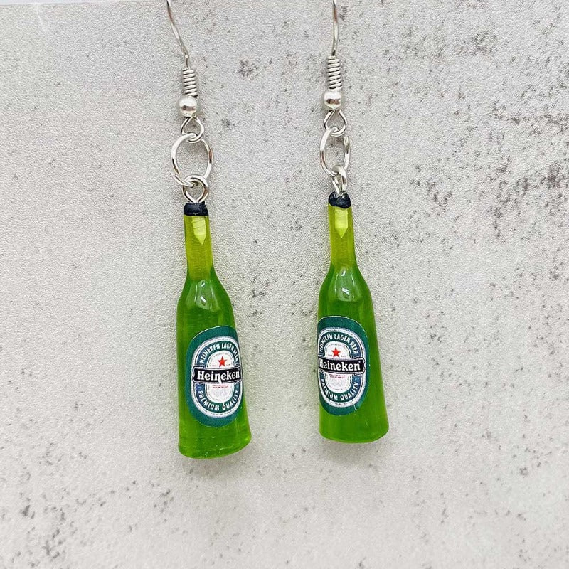 Wholesale Mini Simulated Wine Bottle Resin Three-dimensional Pendant Earrings