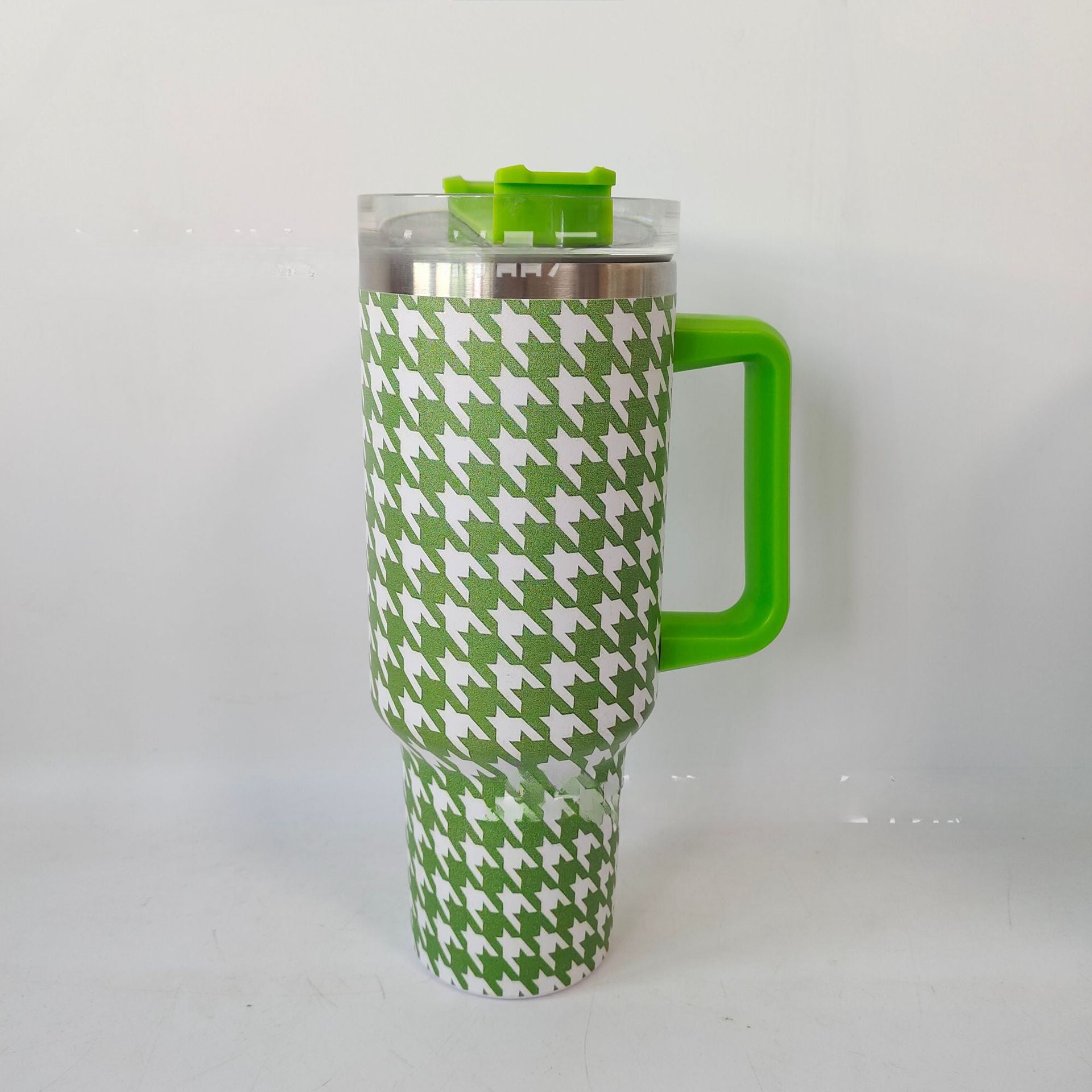 Wholesale Tumbler Houndstooth Stainless Steel Double-layer Handle Insulation 40oz Ice Cup