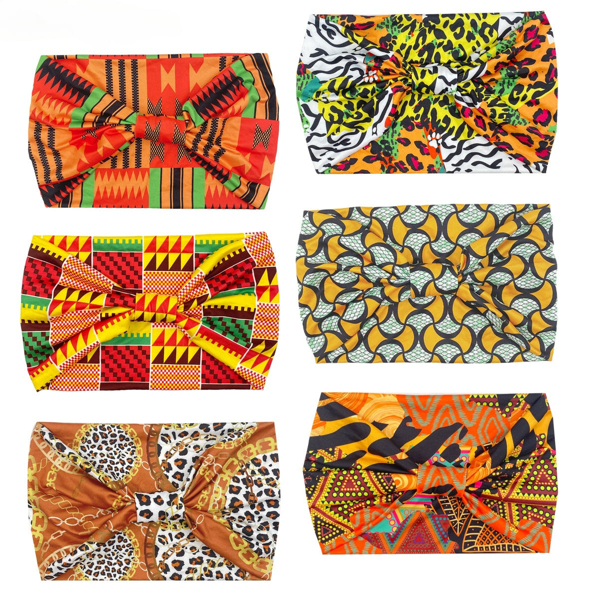 Wholesale Printed Headband Sport Wide Brim Knotted Stretch Bundle Leopard Print Cloth Headband 10pcs