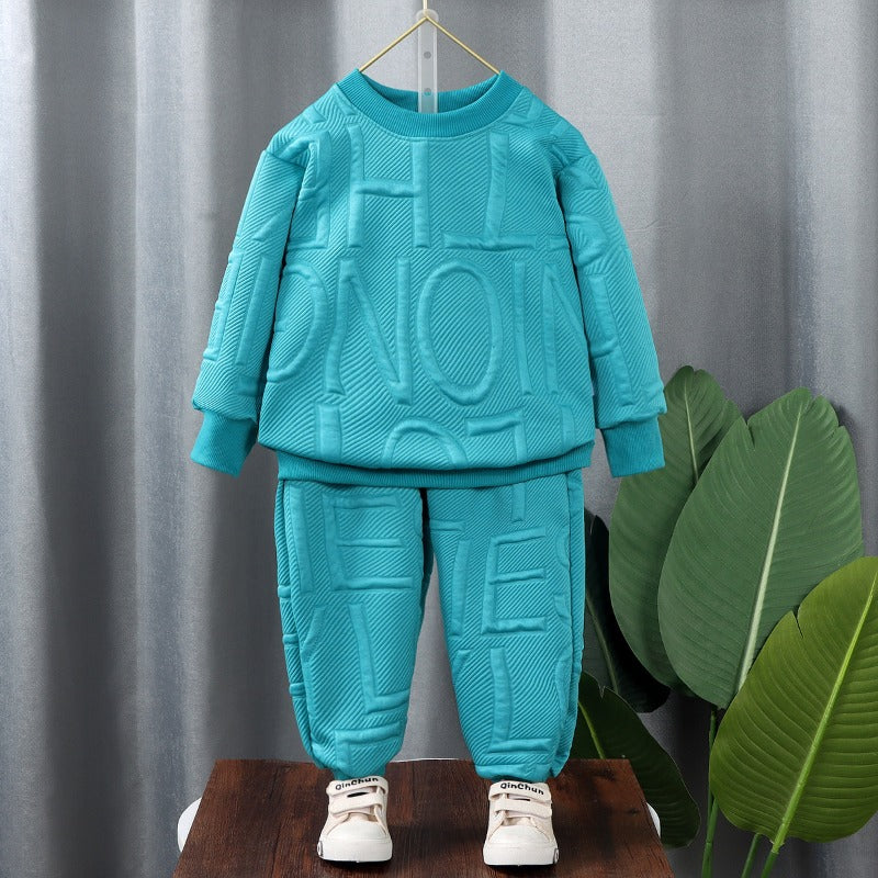 Wholesale Autumn Children's Polyester Casual Hoodie Two-piece Set