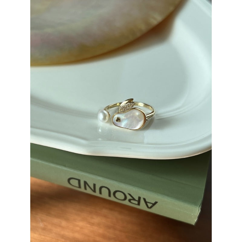 Wholesale Little Rabbit Pearl Alloy Rings