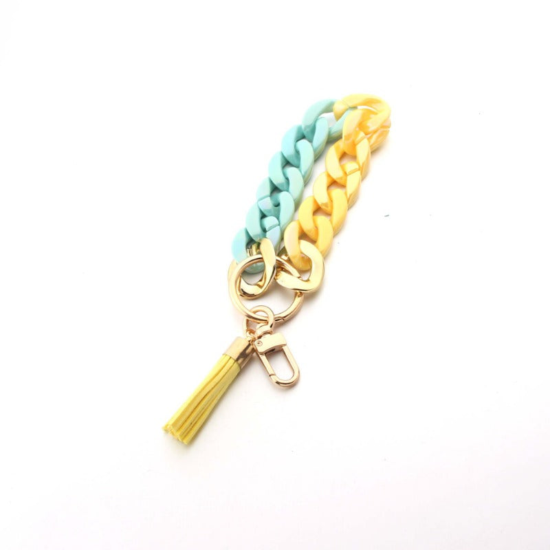Wholesale Acrylic Colorful Creative Tassel PU Leather Keychain