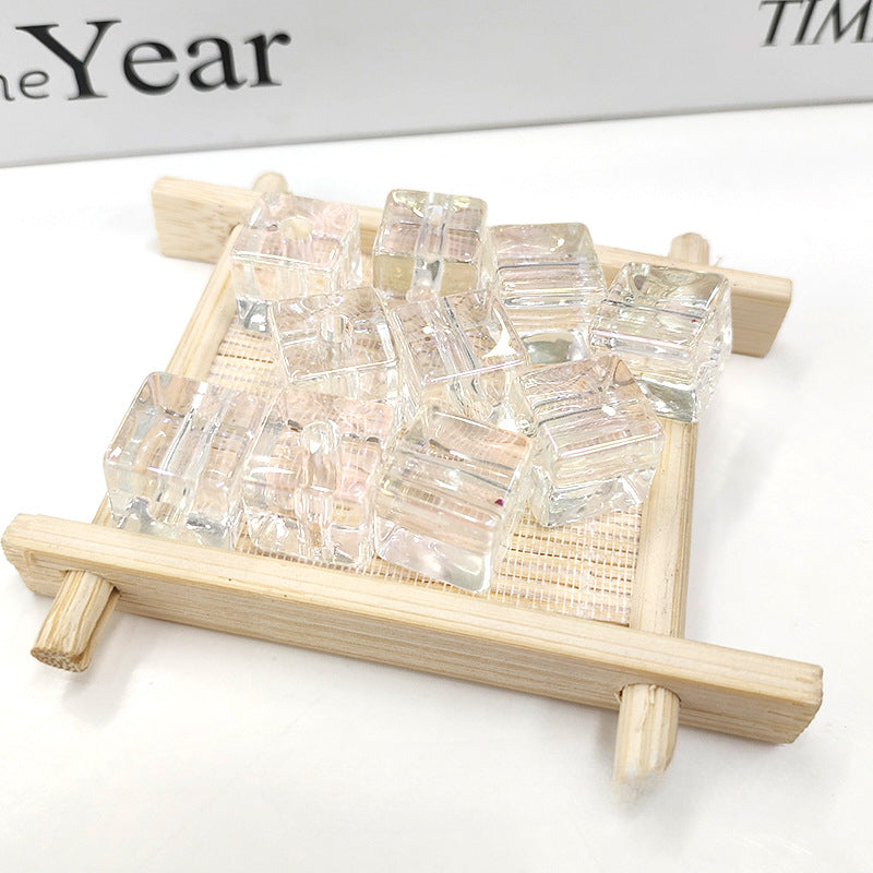 Wholesale 100PCS/Pack Colorful Transparent UV Square 13mm DIY Acrylic Beads