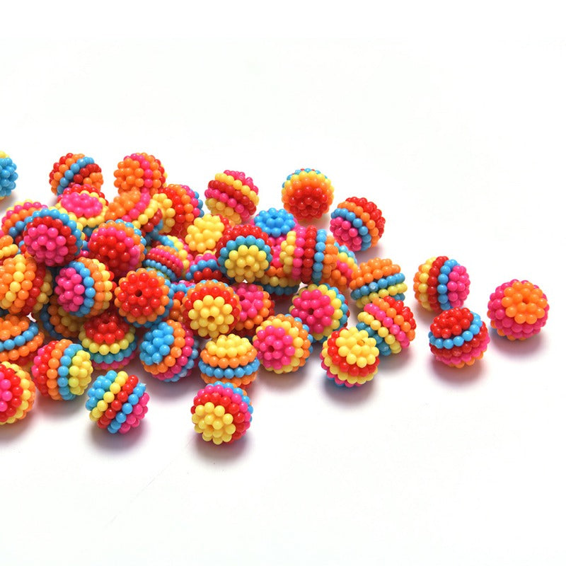 Wholesale 100pcs ABS Imitation Pearl Straight Hole Colorful Bayberry Rainbow Color Children's DIY Beads