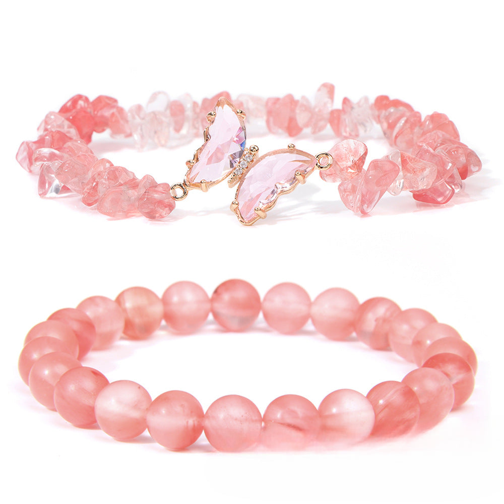 Wholesale Natural Stone Amethyst Gravel Double Layer Lapis Lazuli Bracelet