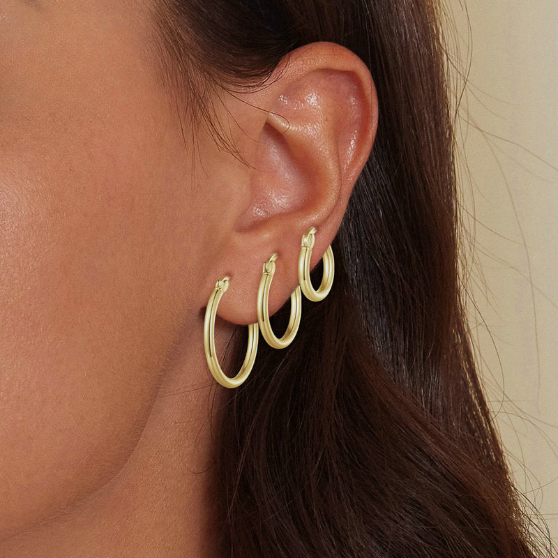 Wholesale 925 Sterling Silver Platinum Plated Simple Plain Hoop Earrings