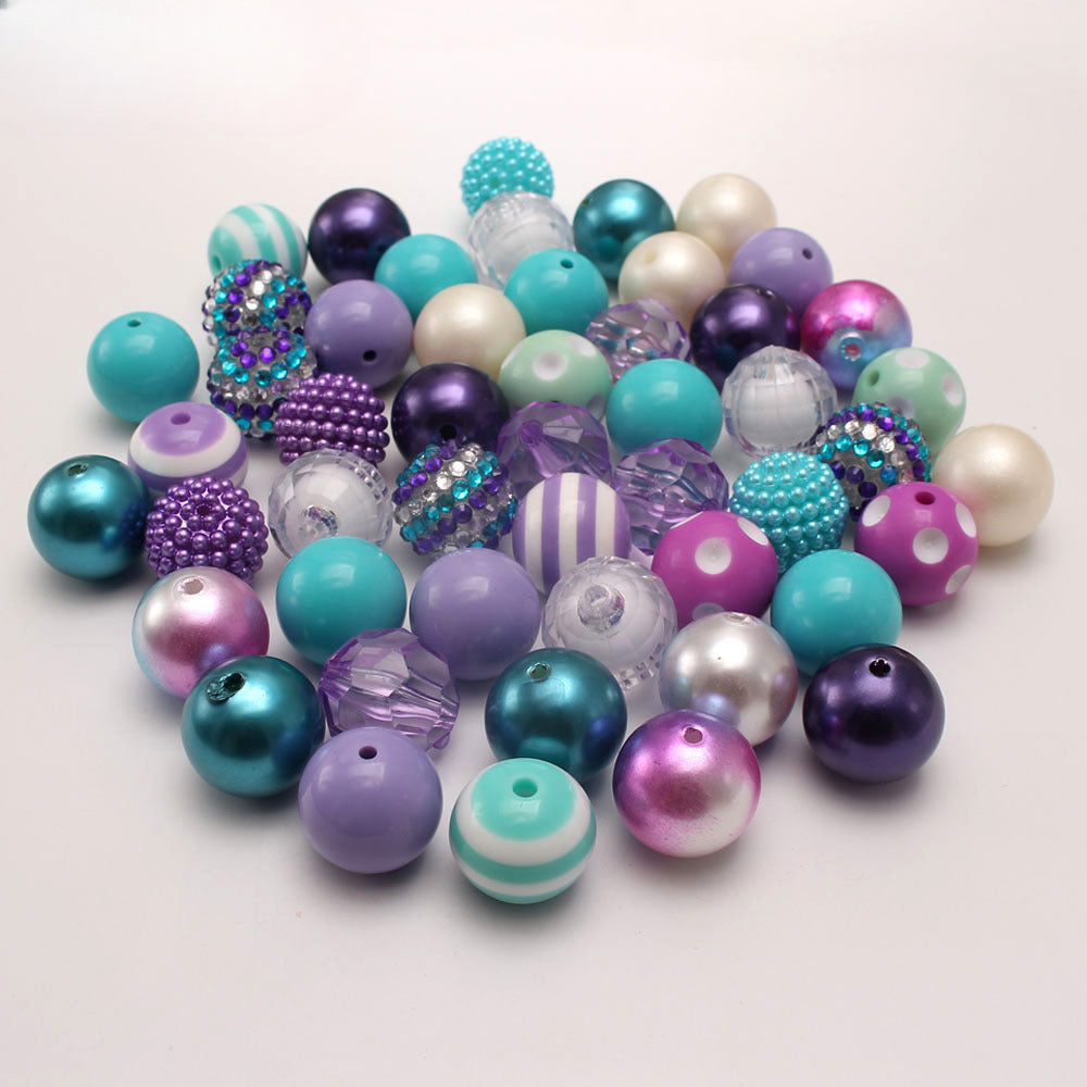Wholesale 50pcs Ocean Style Mermaid Color 20MM Acrylic Large Beads DIY Mixed Color Mixed Combination Beads Loose Beads