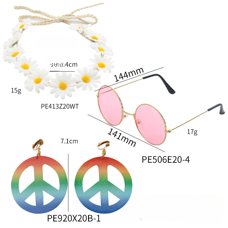 Wholesale PC 60s Series Flower Headband Glasses Set