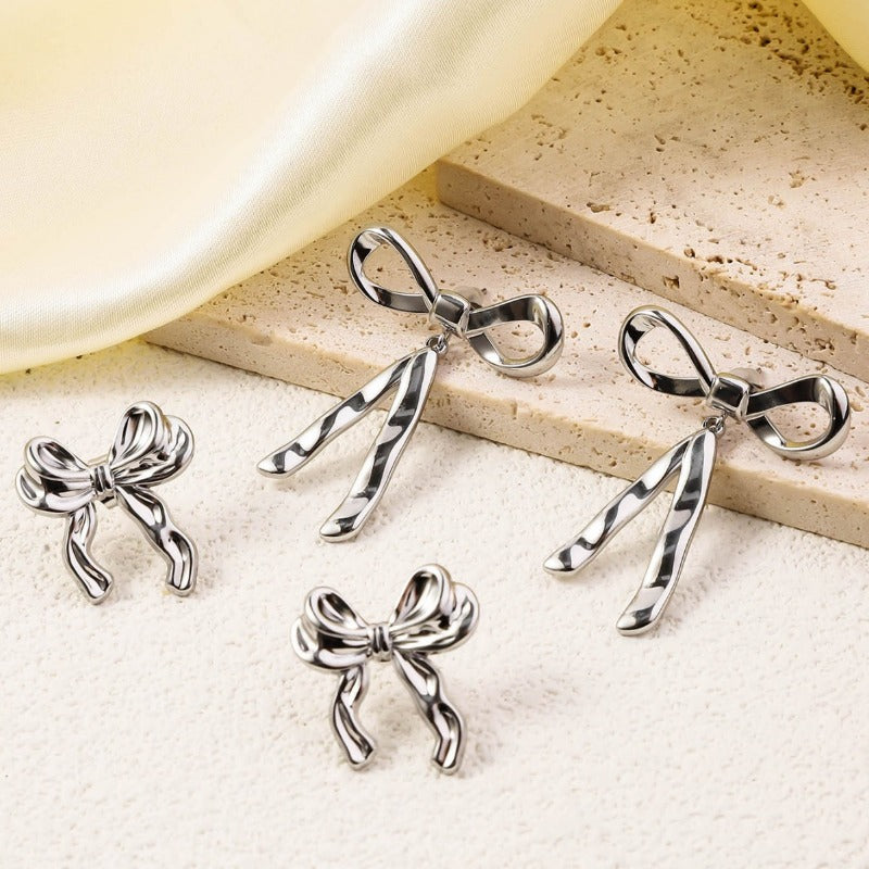 Wholesale Genuine Gold Plated Titanium Steel Heart-shaped Mirror Tassel Stainless Steel Earrings