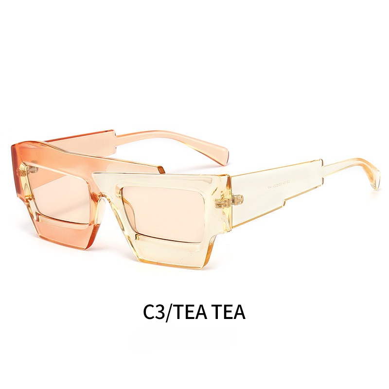 Gafas de sol de PC de borde grueso irregular de marco grande al por mayor