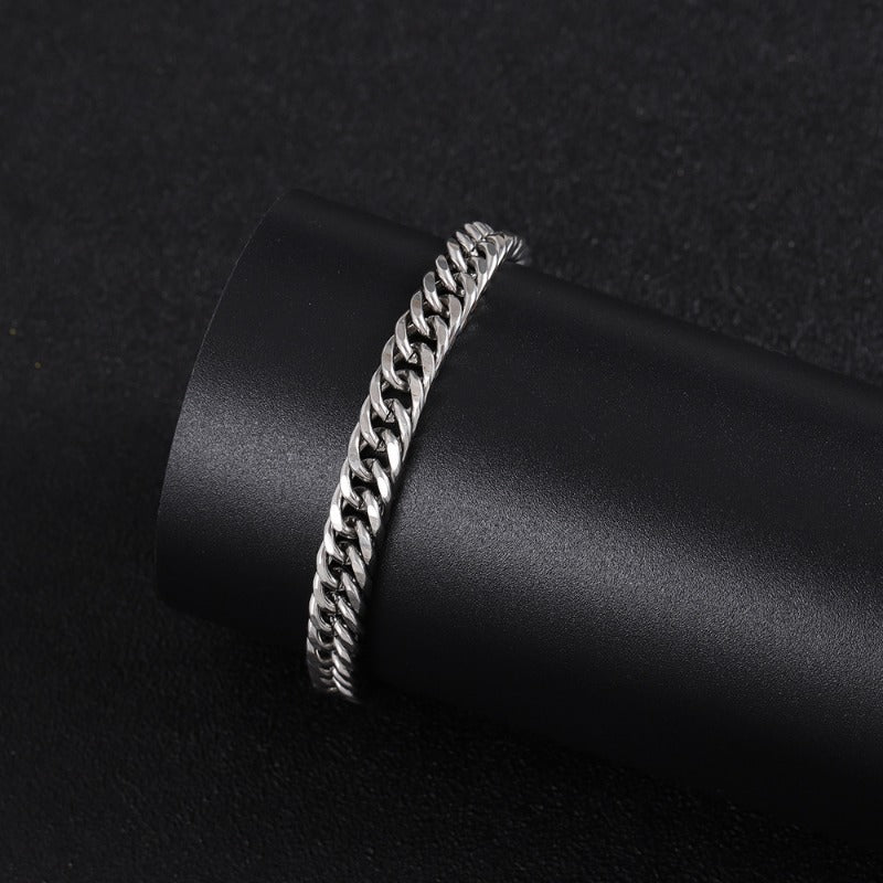 Wholesale Double Woven Four Sided Grinding Titanium Steel Personalized Trendy Hip Hop Bracelet