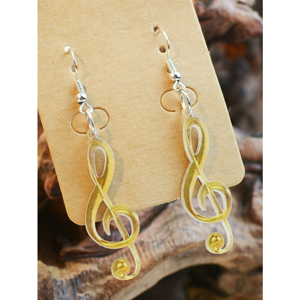 Wholesale Music Note Gradient Acrylic Double Sided Print Earrings