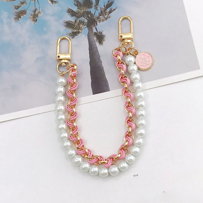 Wholesale Double Chain Pearl Mobile Phone Lanyards