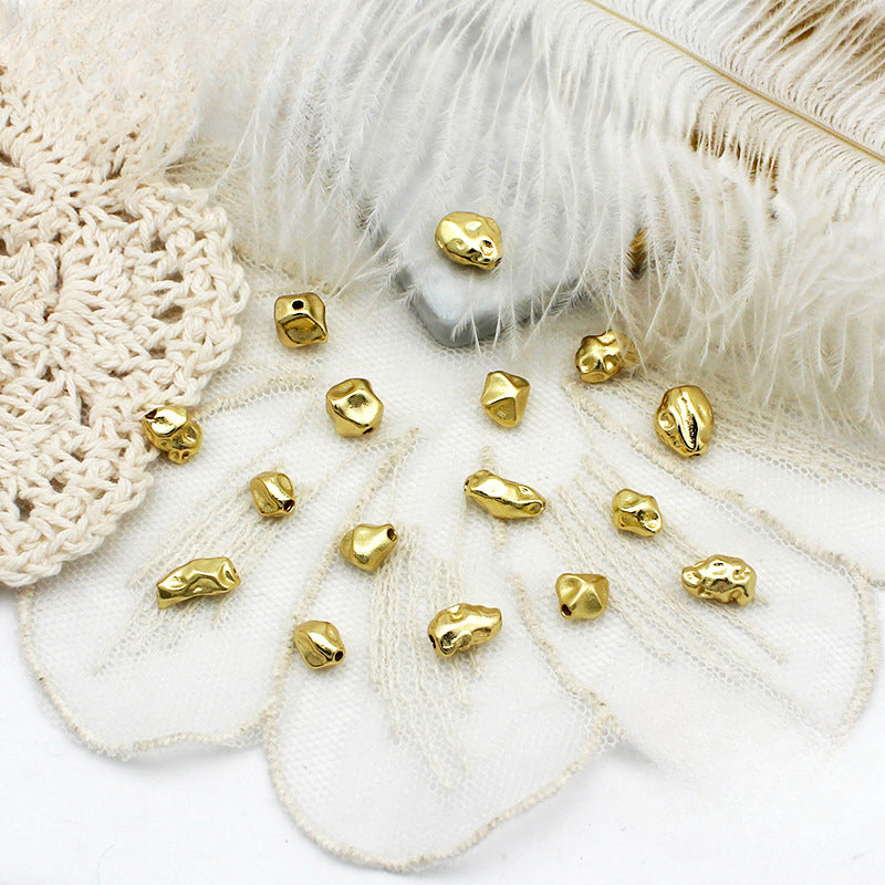 Wholesale DIY Copper Plated 18K Gold Shape Stone Beads Loose Beads Baroque Pearl DIY Jewelry Accessories Necklace