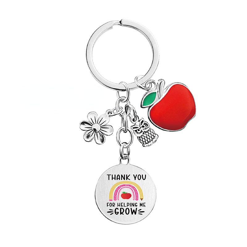 Wholesale Owl Apple Thanksgiving Teacher's Day Commemorative Gift Metal Keychain