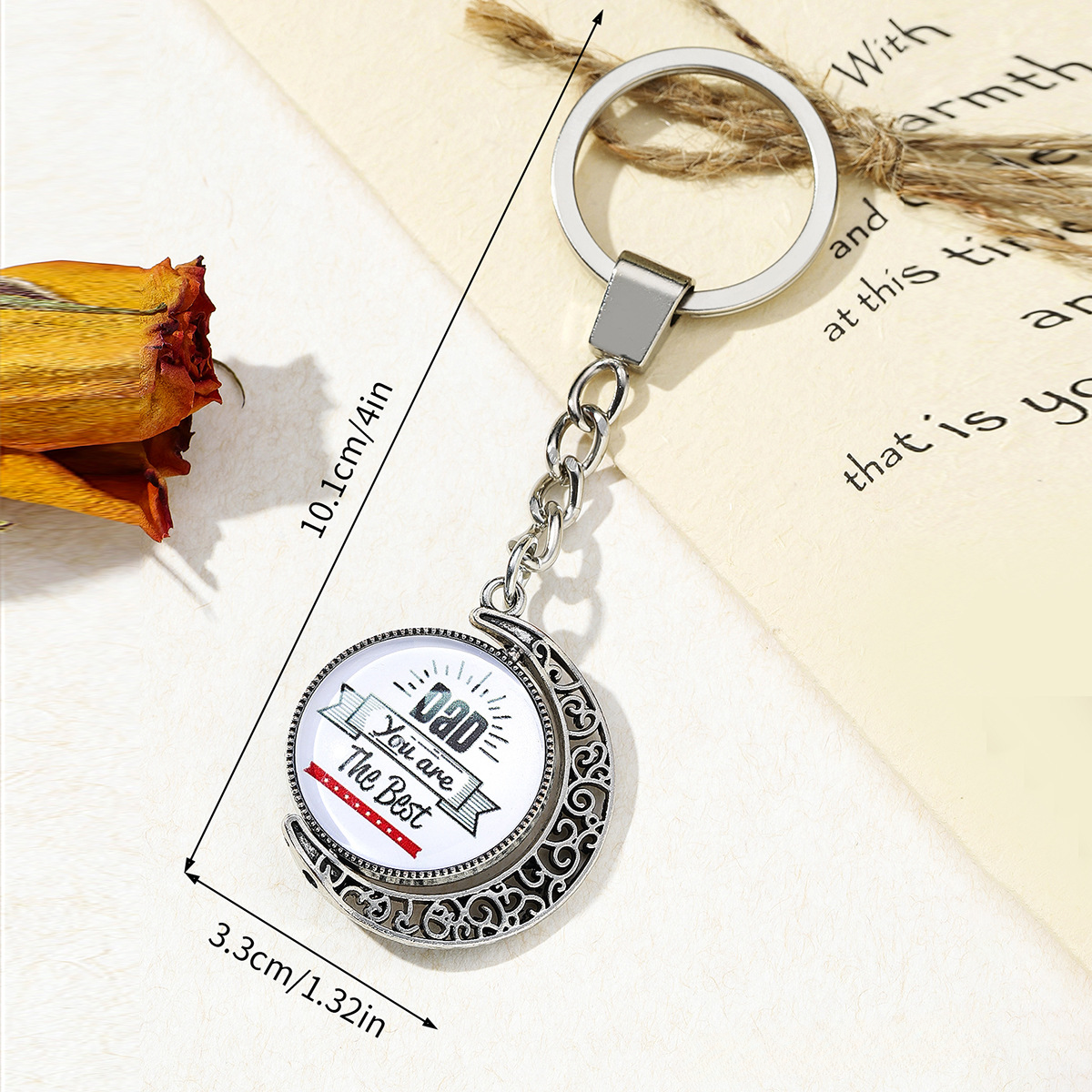 Wholesale DAD Father's Day Time Stone Metal Keychain