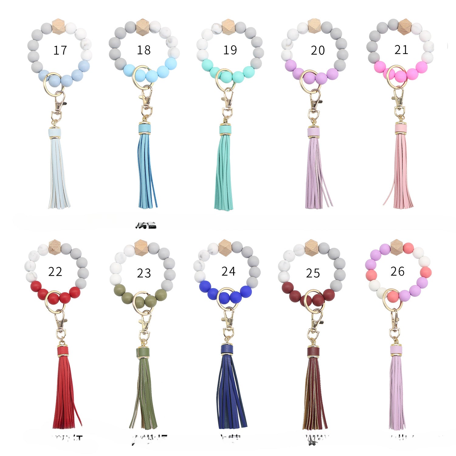 Wholesale Tassel Wood Beads Silicone Beads Wrist Keychain