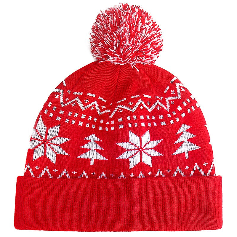 Wholesale Pom Pom Folded Jacquard Christmas Beanie