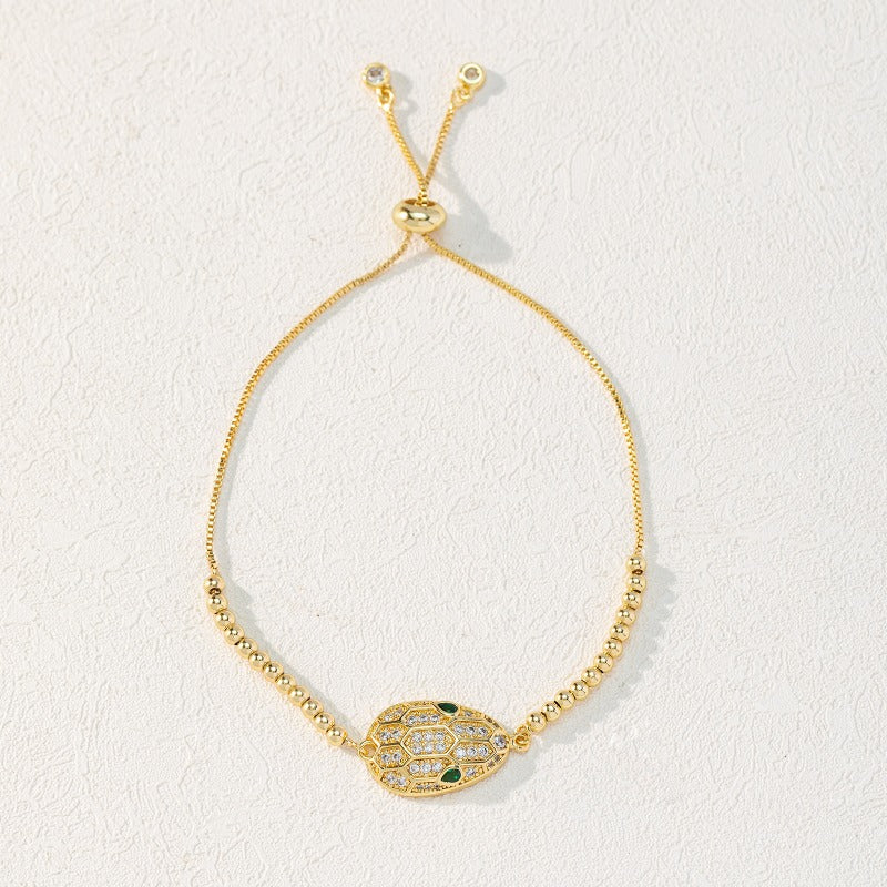 Wholesale Pickaxe Colored Diamond Gold Snake Animal Bracelet