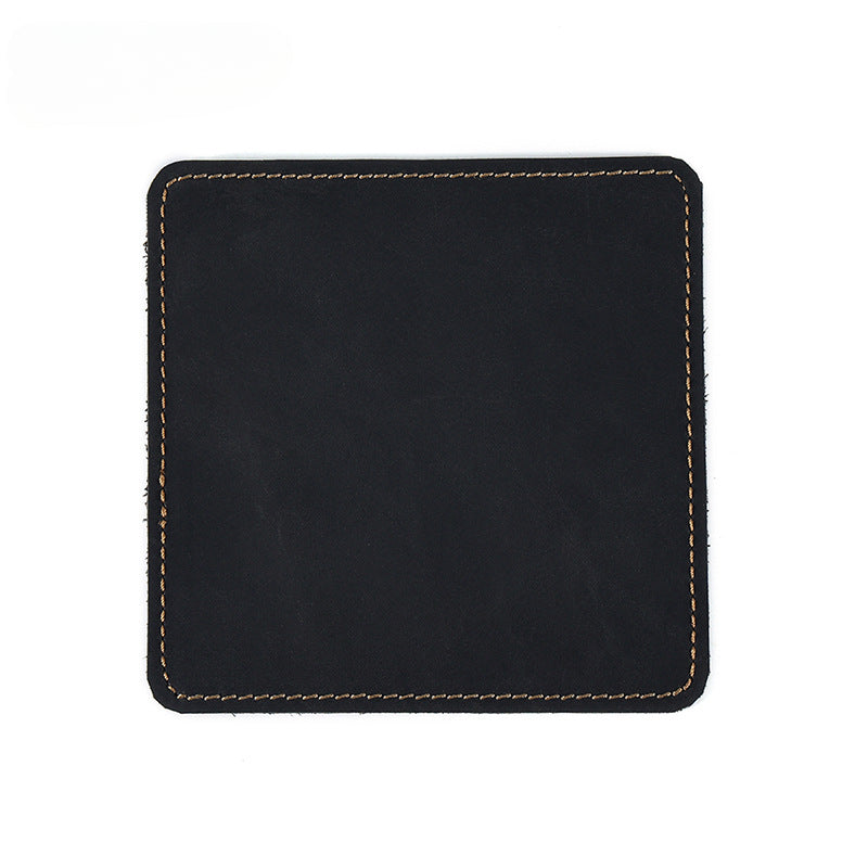 Wholesale Leather Coaster Crazy Horse Leather Retro Handmade Leather Pad