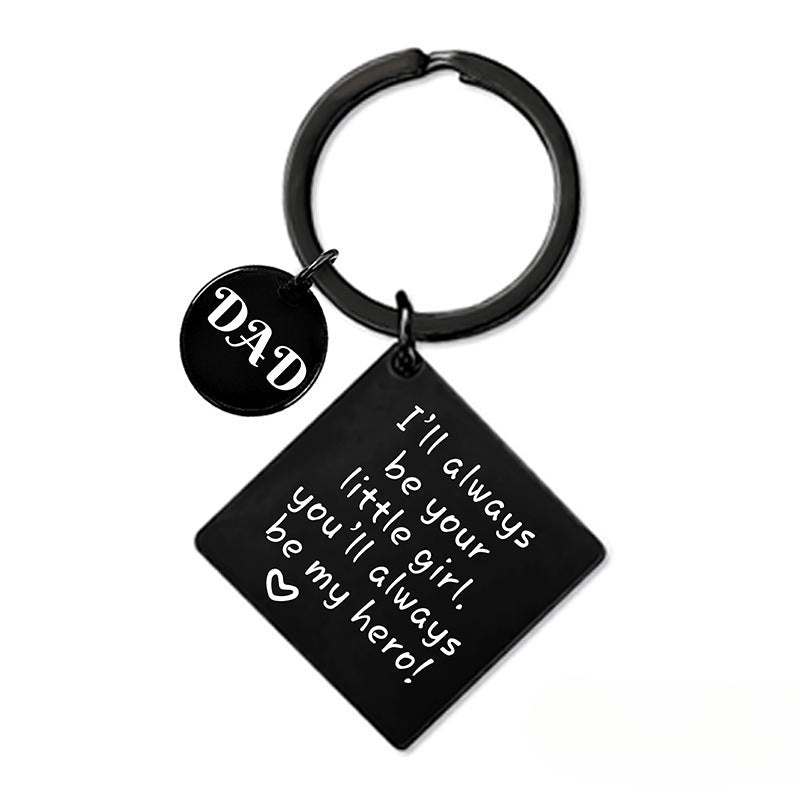 Wholesale Square Hanging Tag Engraved Metal Keychains