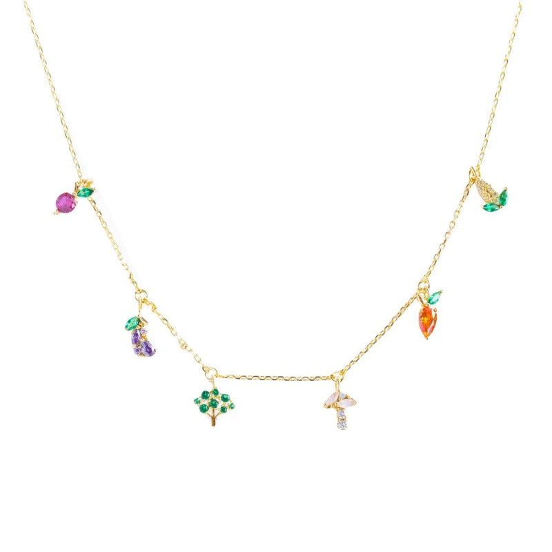 Wholesale colorful zircon pendant creative clavicle chain necklace