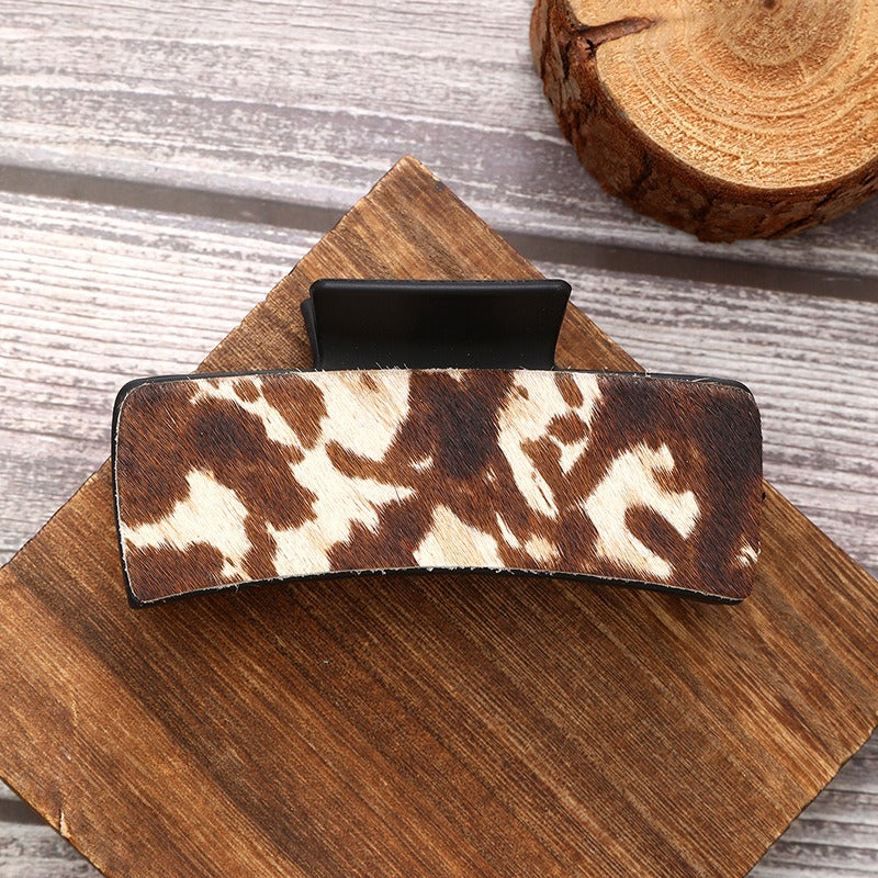 Wholesale Real Leather Multicolor Genuine Leather Horsehair Pattern Random Fashion Simple Hair Clips