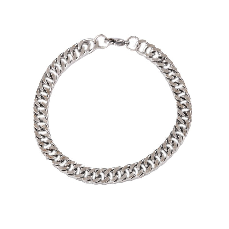 Wholesale Double Woven Four Sided Grinding Titanium Steel Personalized Trendy Hip Hop Bracelet