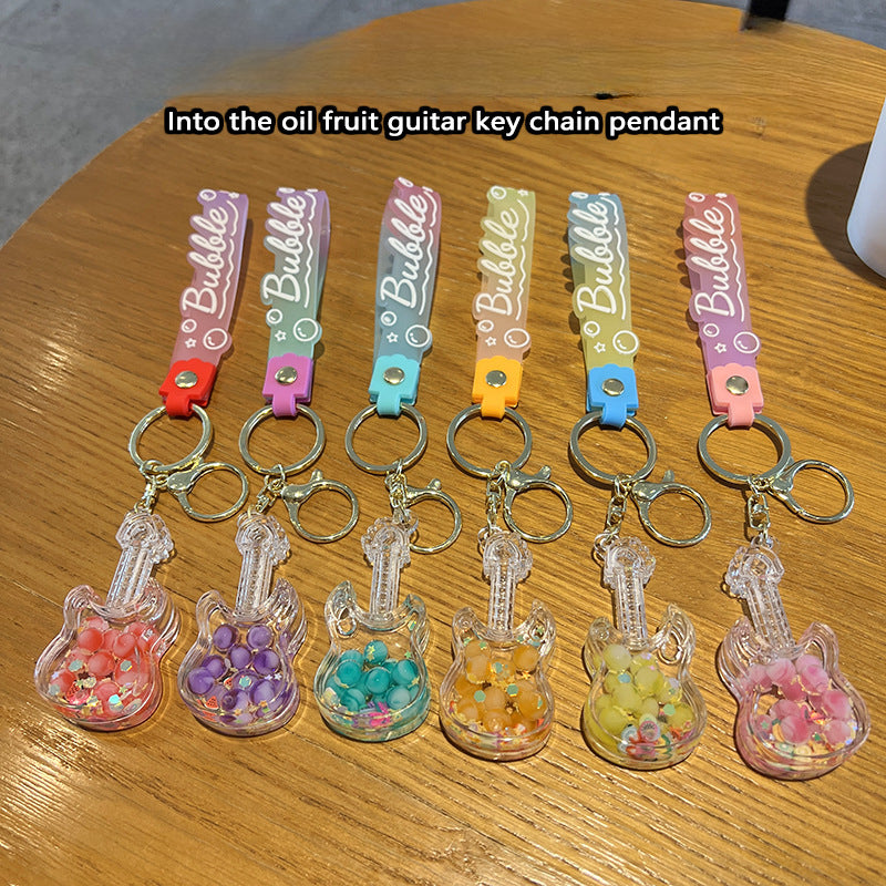 Wholesale Oiled Fruit Guitar Cartoon Keychain