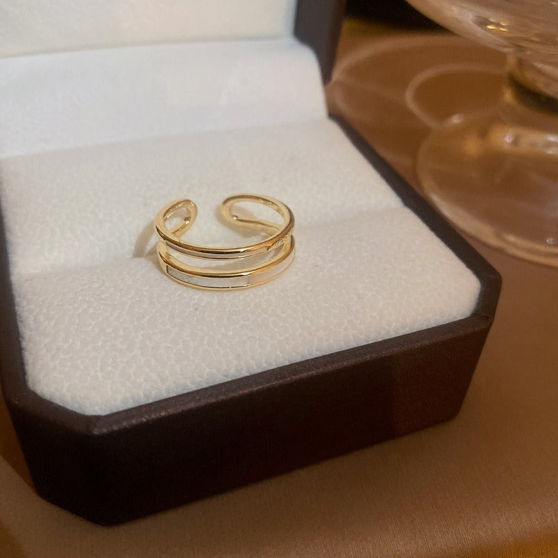 Wholesale Diamond Inlaid Zircon Geometric Opening Metal Rings