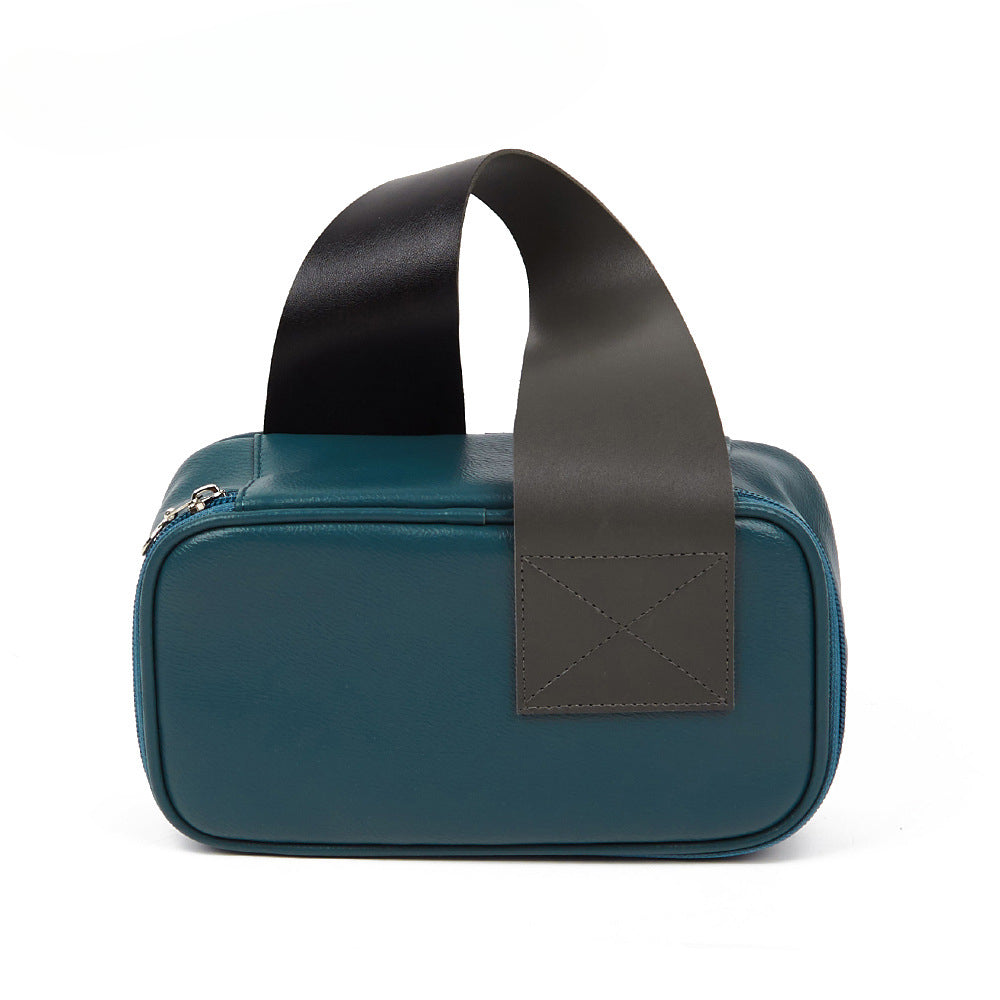 Wholesale Handheld Solid Color Zipper PVC Leather Makeup Bag