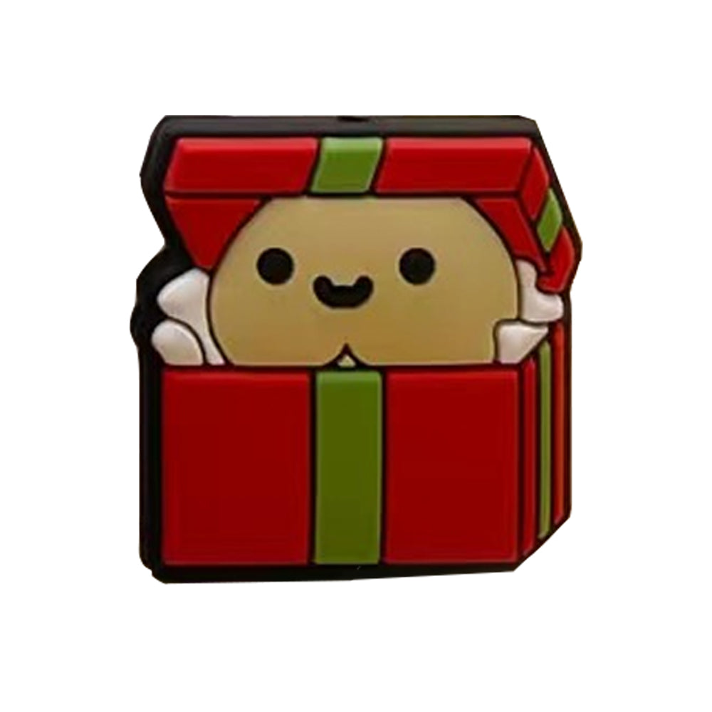 Wholesale 20pcs Cartoon Gift Box Pattern Image Silicone Beads