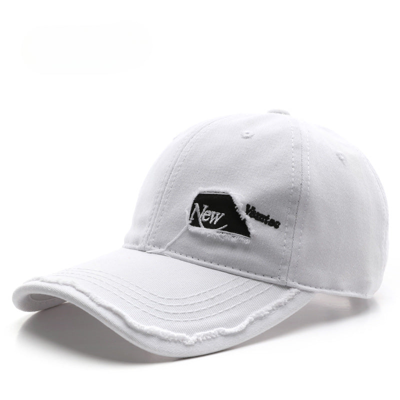 Wholesale Cotton Ripped Solid Color Letter Embroidered Baseball Cap