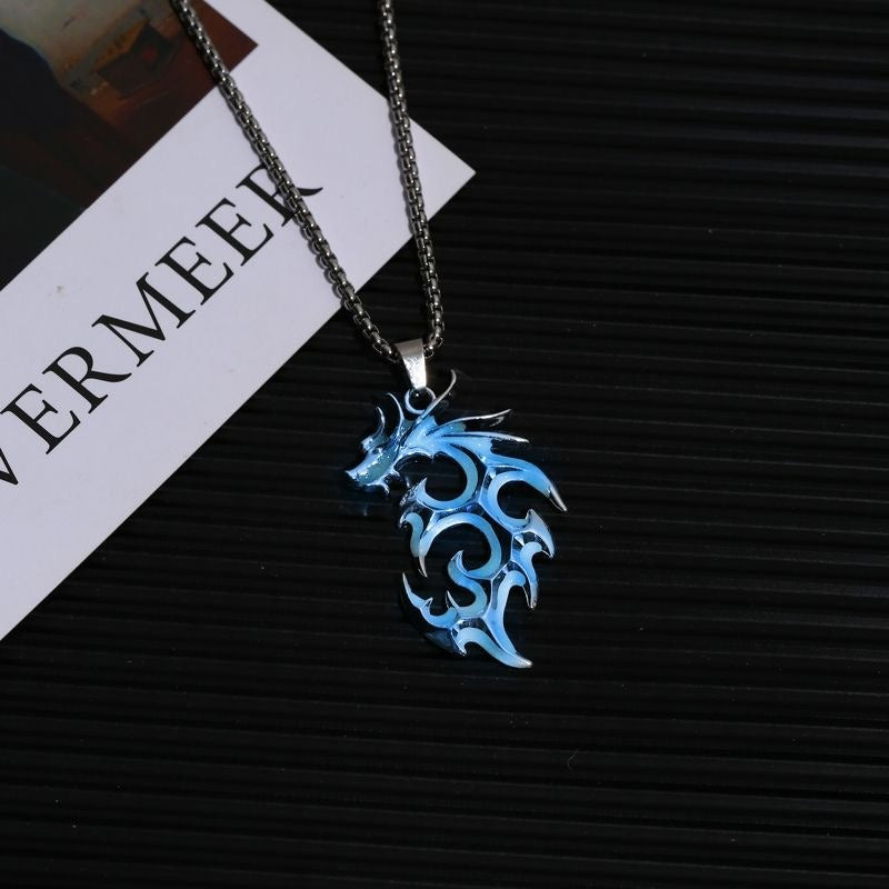 Wholesale Flame Dragon Wolf King Hip-Hop Personality Disco Design Couple Necklace