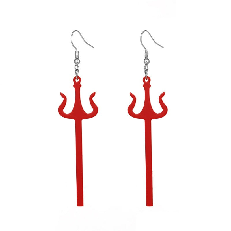 Wholesale Acrylic Trident Halloween Retro Gothic Geometric Earrings  OLY-ES-ChenJ001