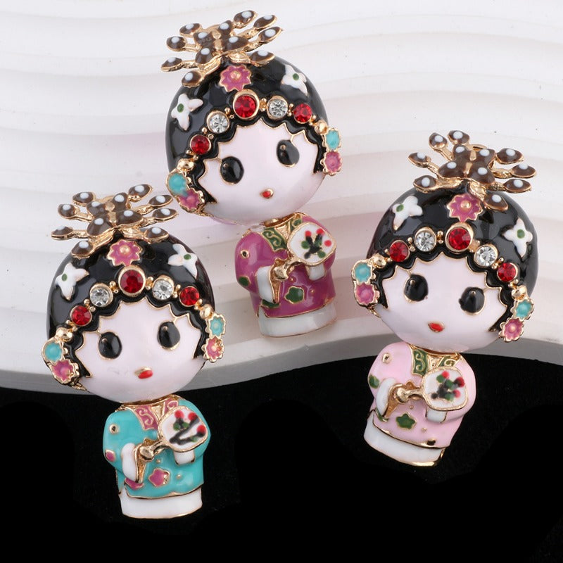 Wholesale 2pcs Chinese Opera Huadan Clay Drill Ball Straight Hole DIY Beads