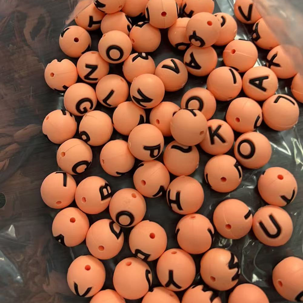 Wholesale 26pcs/set Alphabet Silicone Beads 26 Alphabet Round Beads