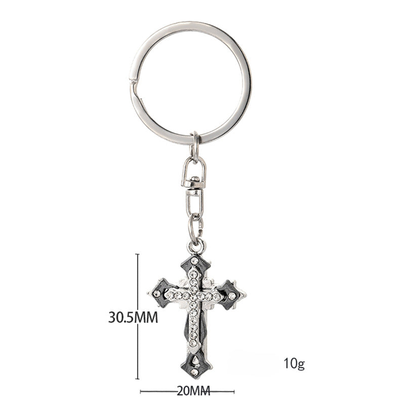 Wholesale Diamond Three-layer Stitching Cross KeyChain