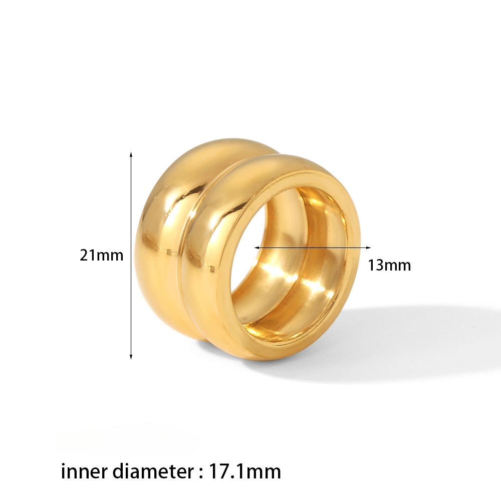 Wholesale Stainless Steel Wide Edged Double-layer Rings