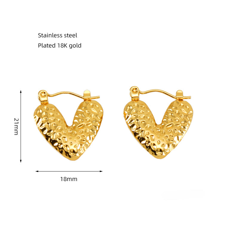 Wholesale Stainless Steel Plated 18K Gold Hollow Heart Earrings