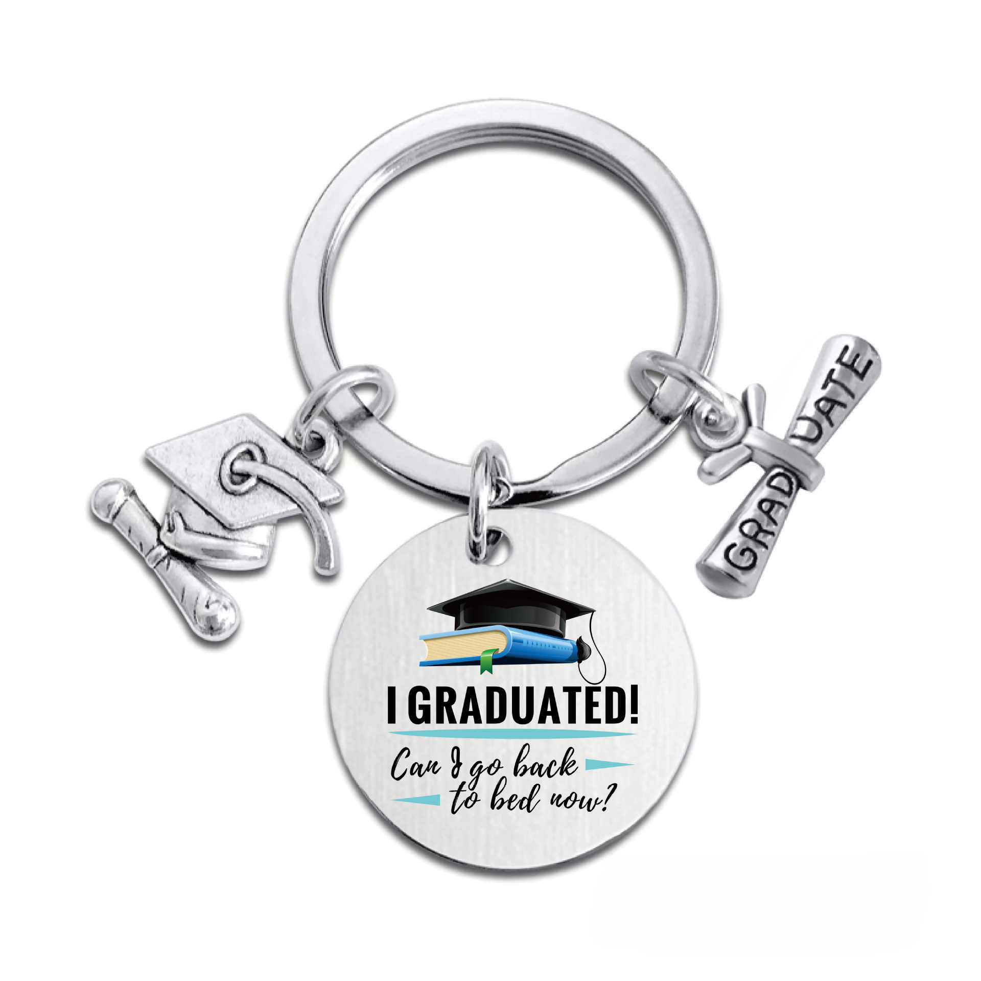 Wholesale Stainless Steel Round 2023 Graduation Gift Metal Keychains
