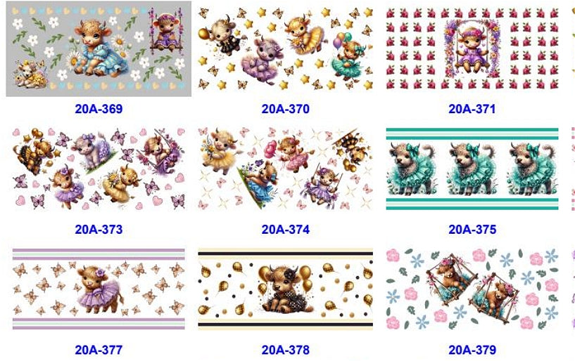 Wholesale 5pcs Cute Multicolored Calf 16oz Single-Sided Cup Stickers