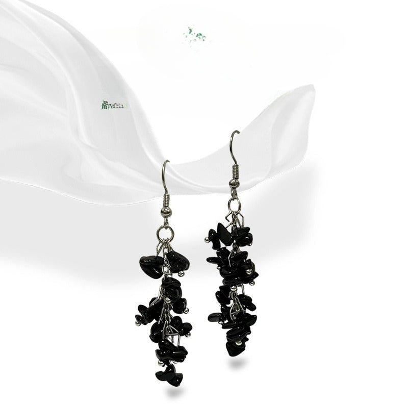 Wholesale Crystal Colorful Sweet Natural Crushed Stone Tassel Earrings