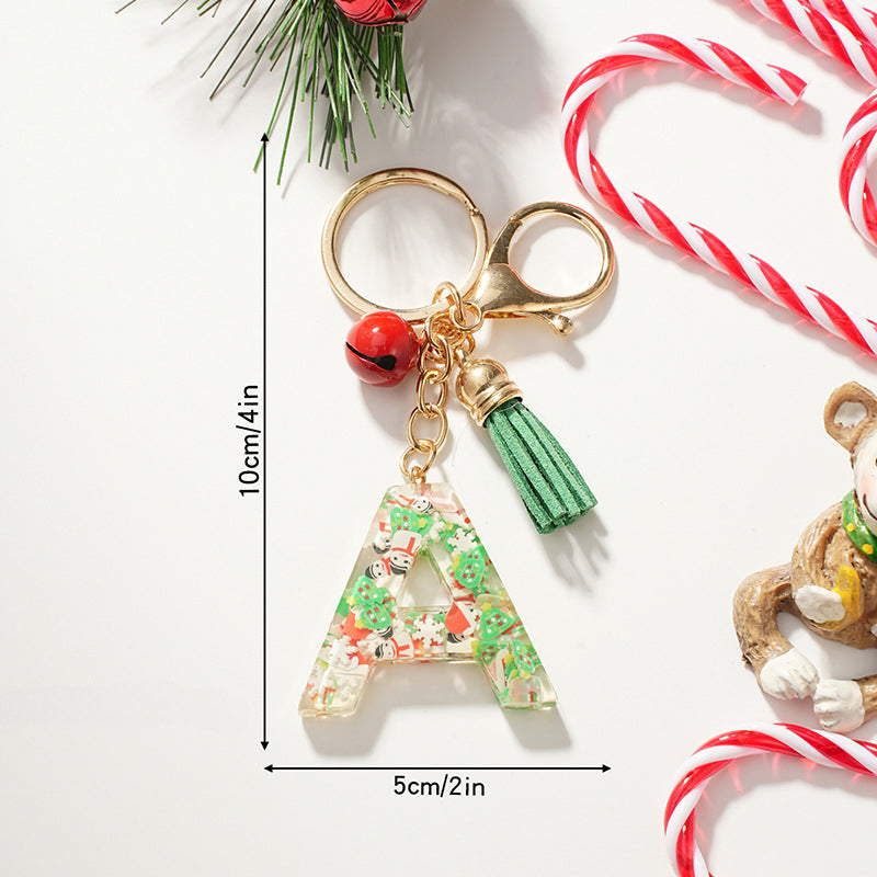 Wholesale Cartoon Christmas Pattern Letter Acrylic Keychain