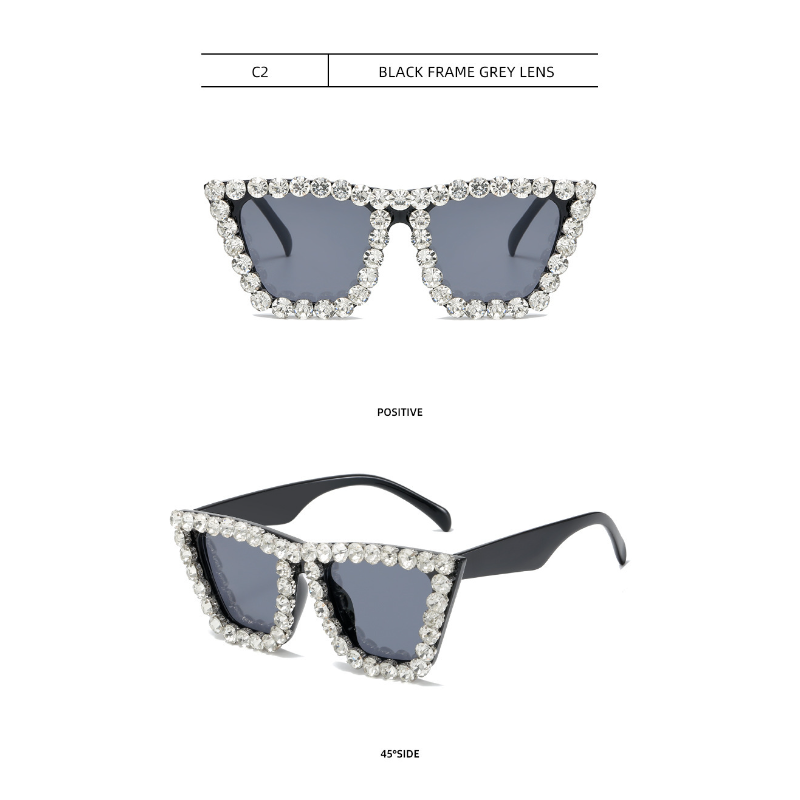 Wholesale Diamond Sticker Fashion Cat Eye PC Sunglasses
