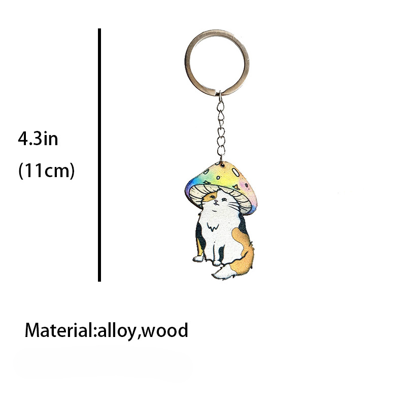 Wholesale 3pcs/pack Alloy Cartoon Colorful Mushroom Keychain