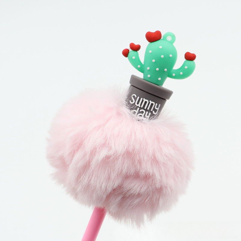 Wholesale Cactus Shaped Hair Ball Decompression Neutral PP Ballpoint Pen