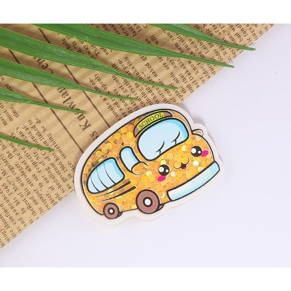 Wholesale 10pcs Quicksand Cartoon Cute Smiley Car Personalized Accessories Acrylic DIY Patches