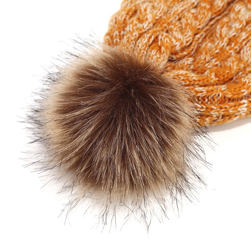 Wholesale Children's Winter Woolen Hat Double Ball Knitted Hat Scarf Gloves Set